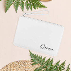 Caligraphy Clutch Bag White