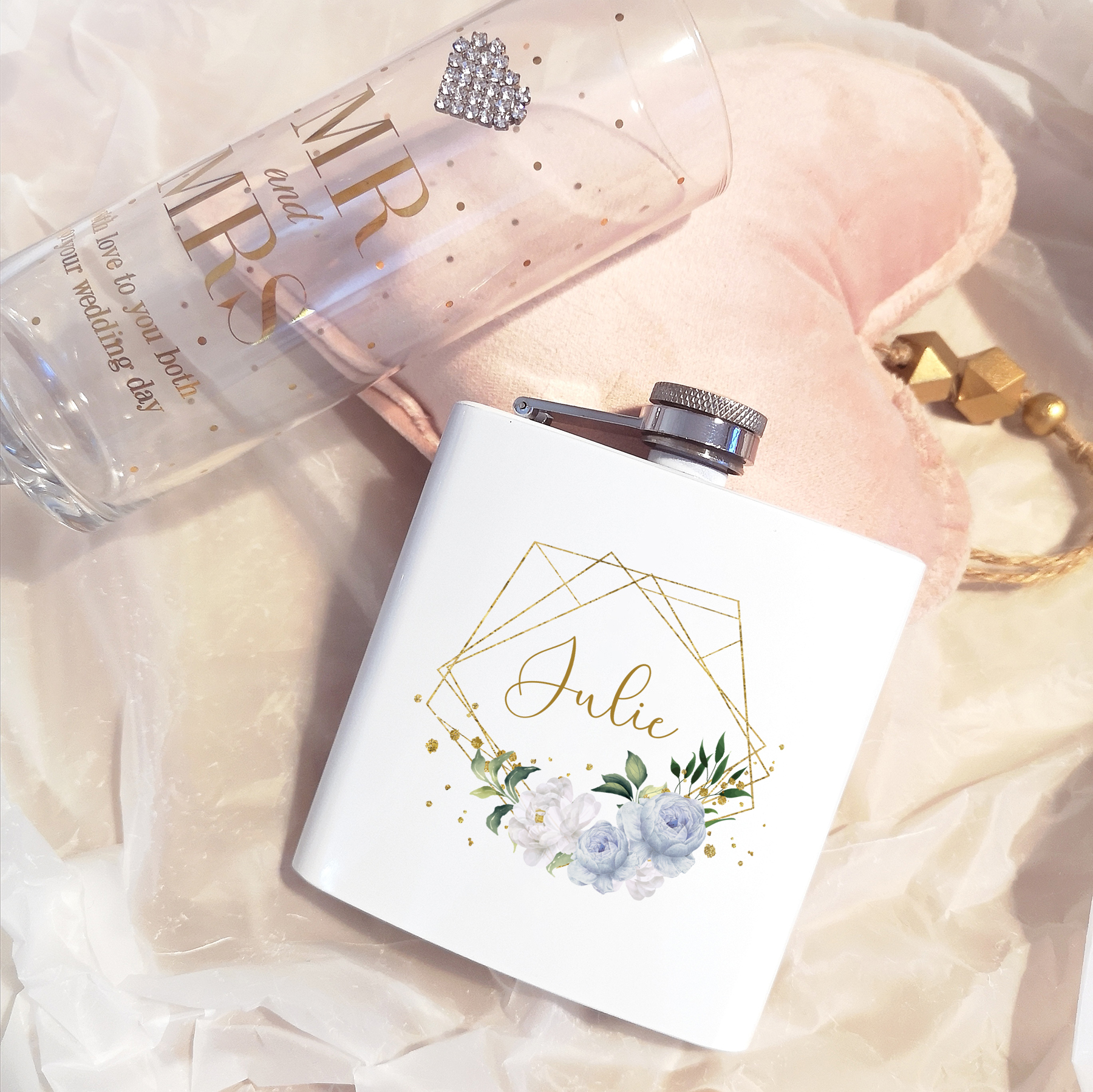 Whimsical Blue Hip Flask