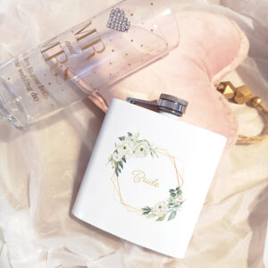 White Floral Hip Flask