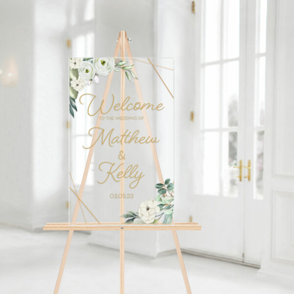 White Floral Welcome Sign