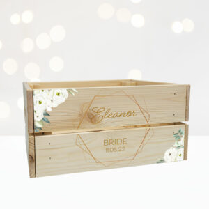 White Floral Wooden Crate