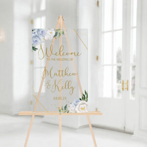 Whimsical Blue Welcome Sign