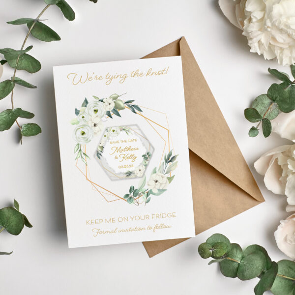 White Floral Save the Date