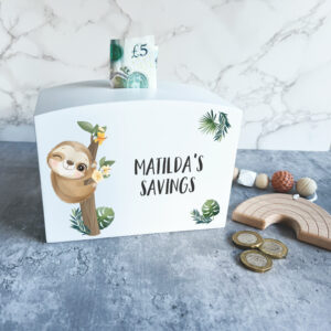 Sloth Wooden Money Box