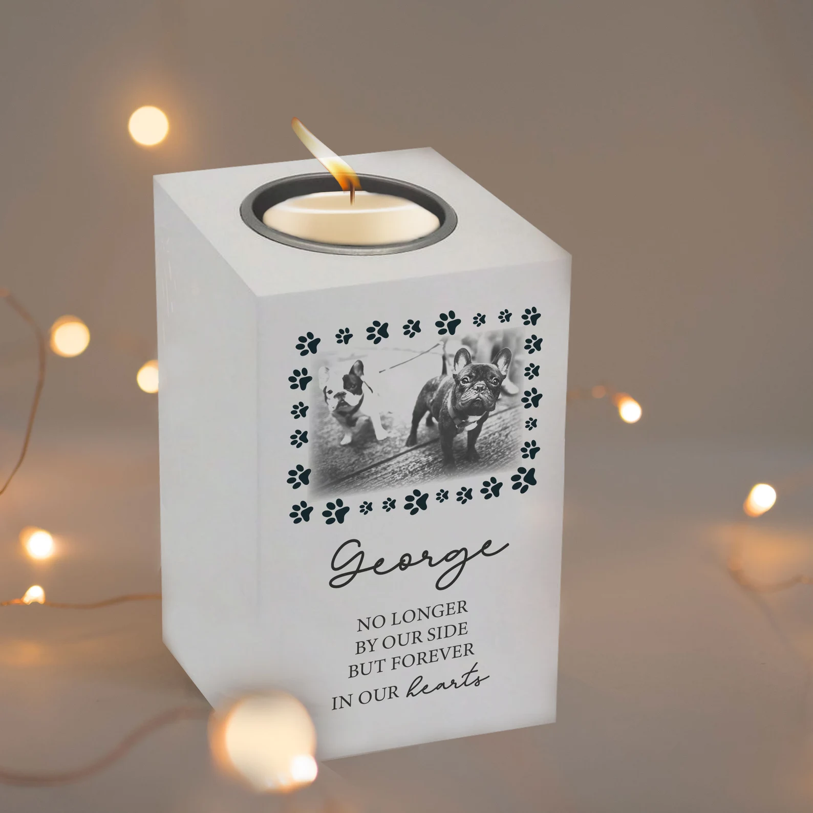 Personalised Memorial T-Light Candle Holder - No Longer by our Side