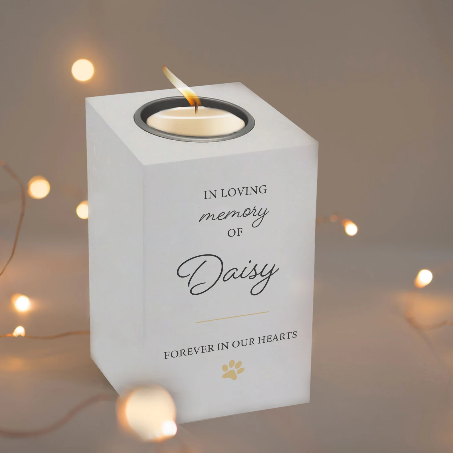 Personalised Memorial T-Light Candle Holder - In Memory of